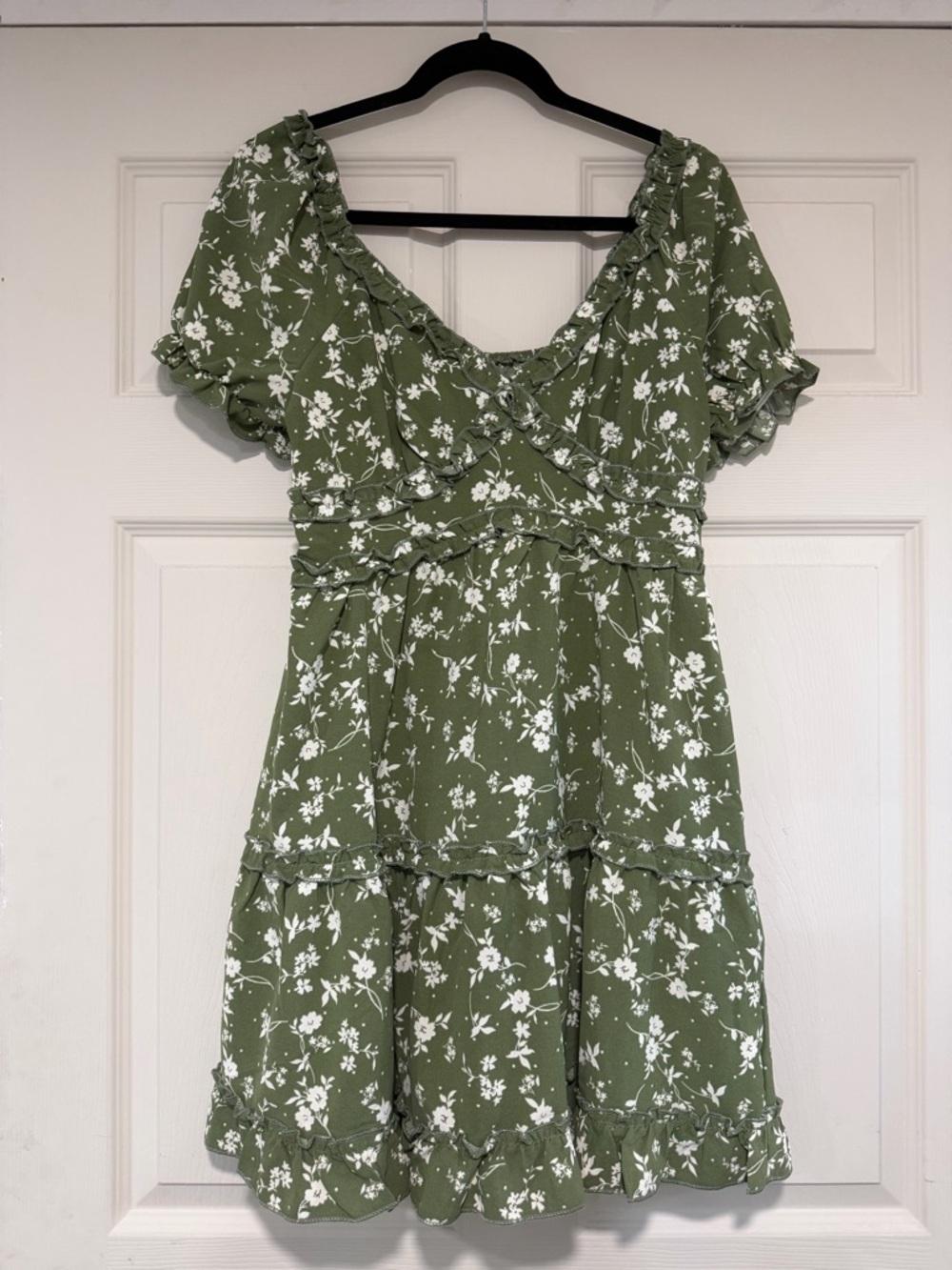 Olive Green Floral Dress